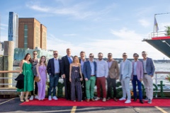 Group photo of AdsLoom.net team and guests on the dock before boarding the yacht for the Cannes on the Hudson party.